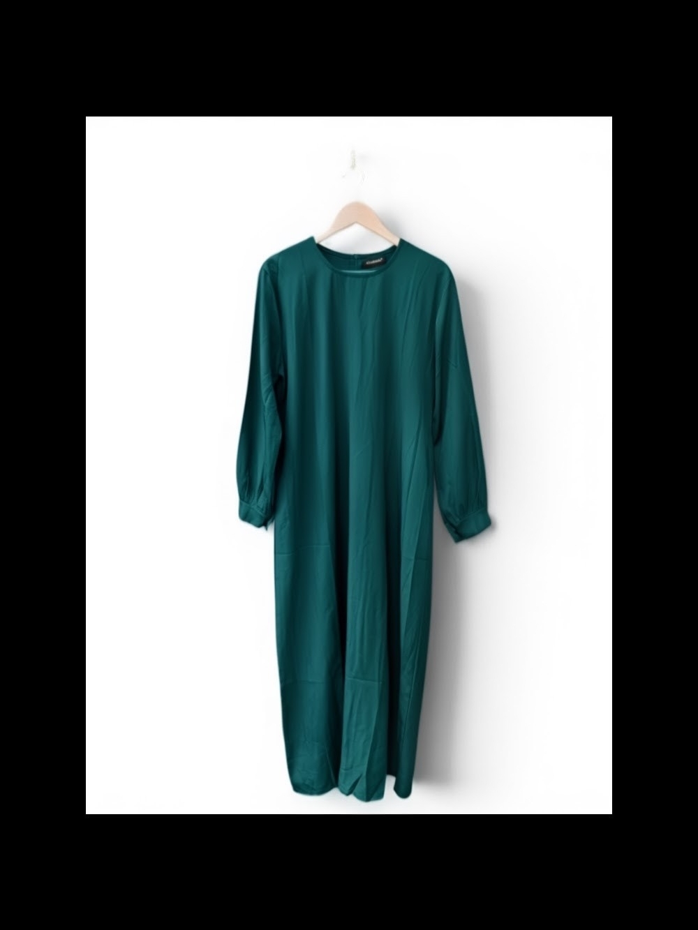 Long Sleeve Teal Maxi Dress with Gathered Cuffs